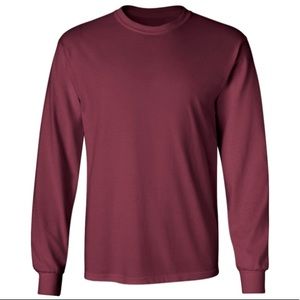 burgundy women’s long sleeve tee shirt